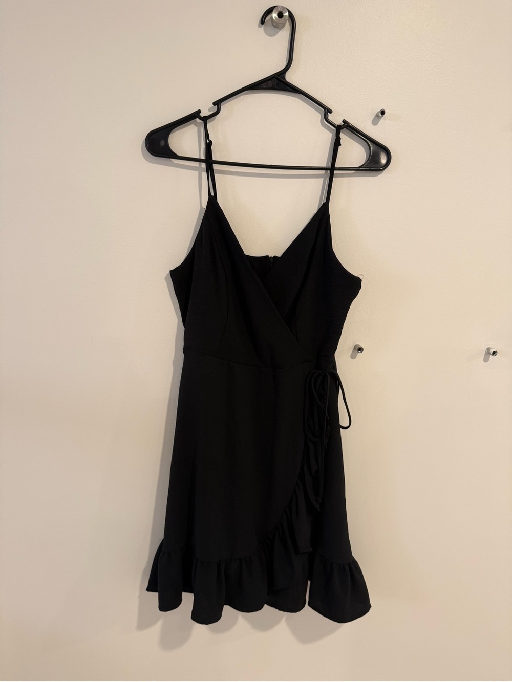Altar'd State Black Spaghetti-Strap Wrap Mini Dress